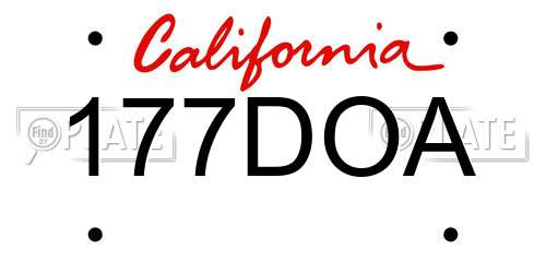 177DOA California License Plate