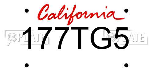 177TG5 California License Plate