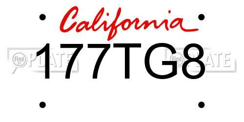 177TG8 California License Plate