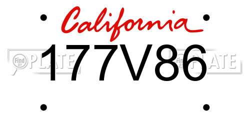 177V86 California License Plate