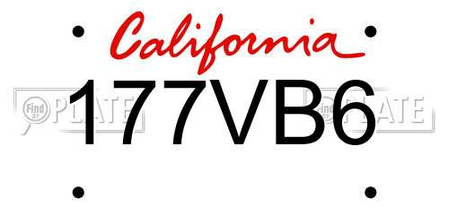 177VB6 California License Plate