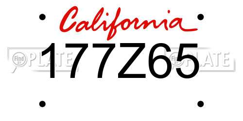 177Z65 California License Plate
