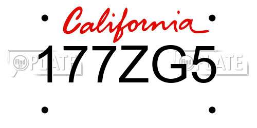 177ZG5 California License Plate
