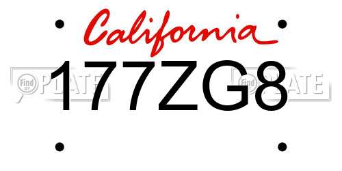 177ZG8 California License Plate