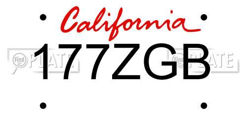 177ZGB California License Plate