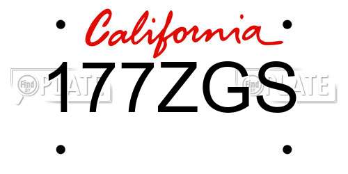 177ZGS California License Plate