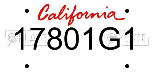17801G1 California License Plate