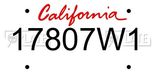 17807W1 California License Plate