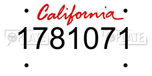 1781071 California License Plate