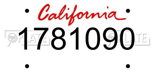 1781090 California License Plate