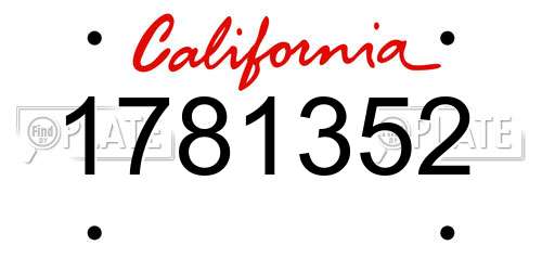 1781352 California License Plate