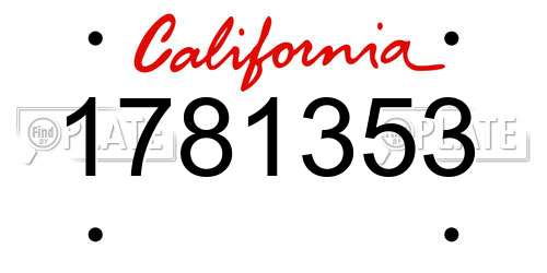 1781353 California License Plate