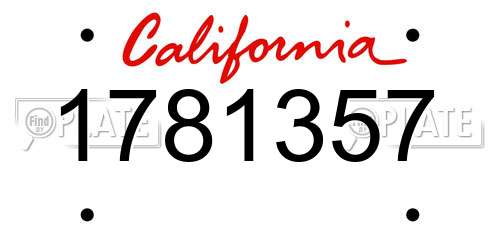 1781357 California License Plate