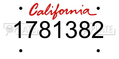 1781382 California License Plate
