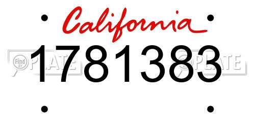 1781383 California License Plate