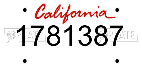 1781387 California License Plate