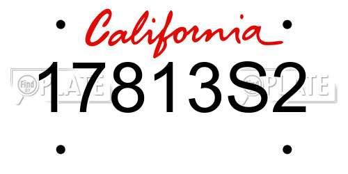 17813S2 California License Plate