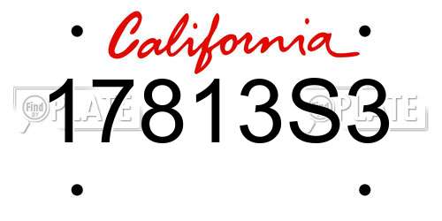 17813S3 California License Plate