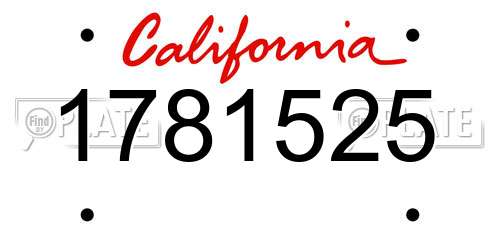 1781525 California License Plate
