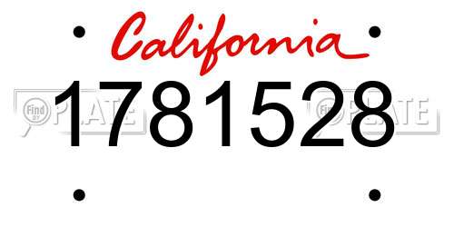 1781528 California License Plate