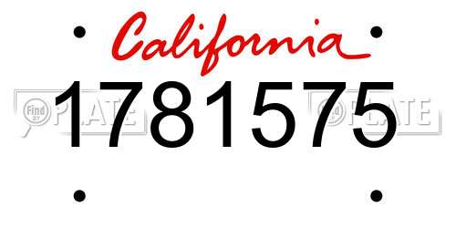 1781575 California License Plate