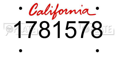 1781578 California License Plate