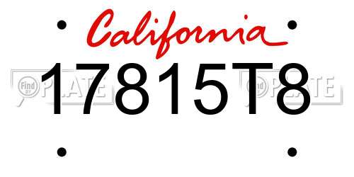 17815T8 California License Plate