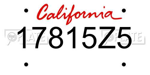 17815Z5 California License Plate