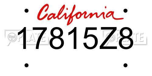 17815Z8 California License Plate