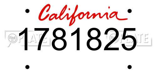 1781825 California License Plate