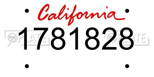 1781828 California License Plate