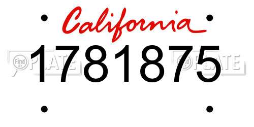 1781875 California License Plate