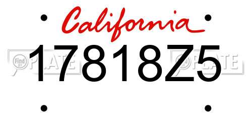17818Z5 California License Plate