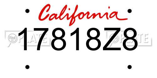 17818Z8 California License Plate