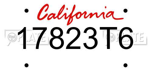 17823T6 California License Plate