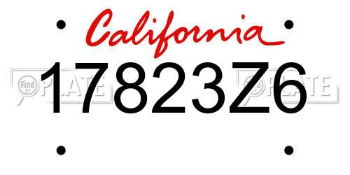 17823Z6 California License Plate