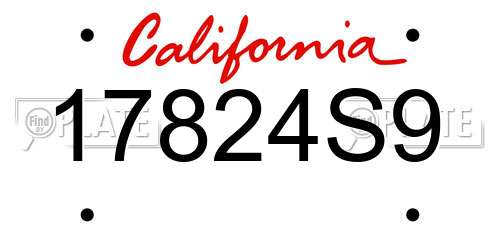 17824S9 California License Plate