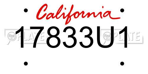 17833U1 California License Plate
