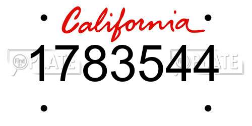 1783544 California License Plate