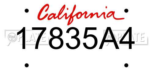 17835A4 California License Plate