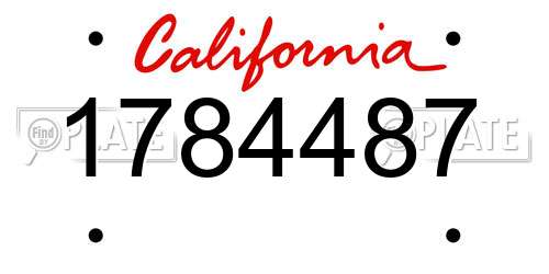1784487 California License Plate