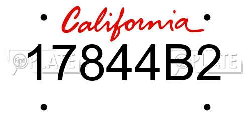 17844B2 California License Plate