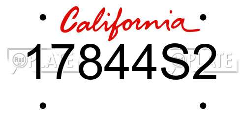 17844S2 California License Plate
