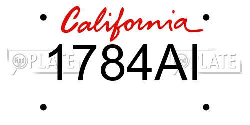 1784AI California License Plate