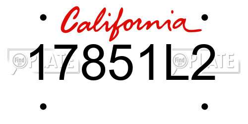 17851L2 California License Plate