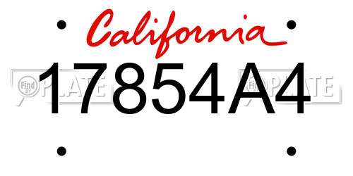 17854A4 California License Plate
