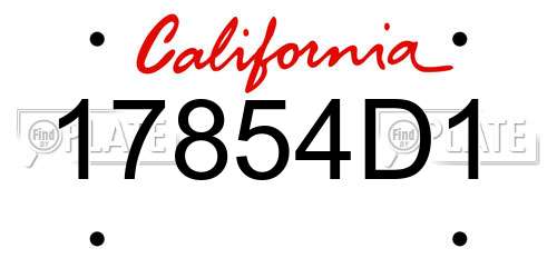 17854D1 California License Plate