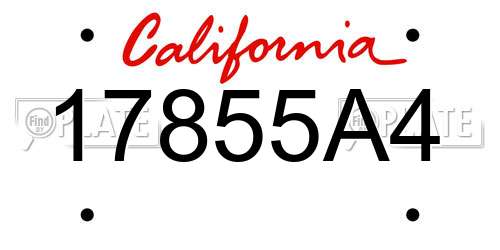 17855A4 California License Plate