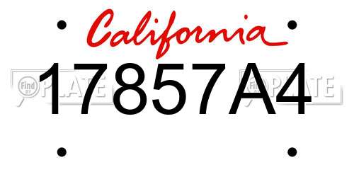 17857A4 California License Plate