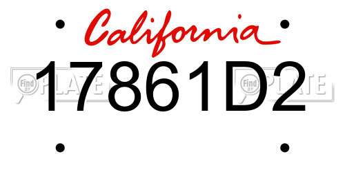 17861D2 California License Plate